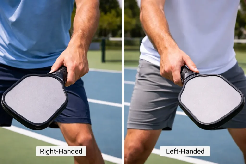 Right Handed vs Left Handed Continental Grip Pickleball Paddle Hold Simple Comparison