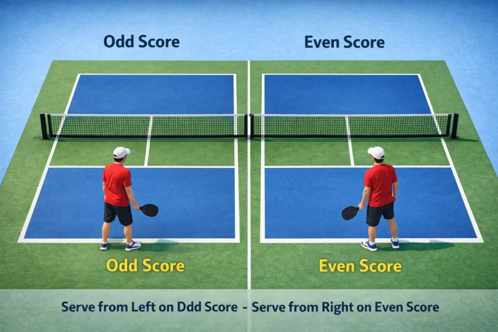 pickleball doubles serving rules for beginners even odd position