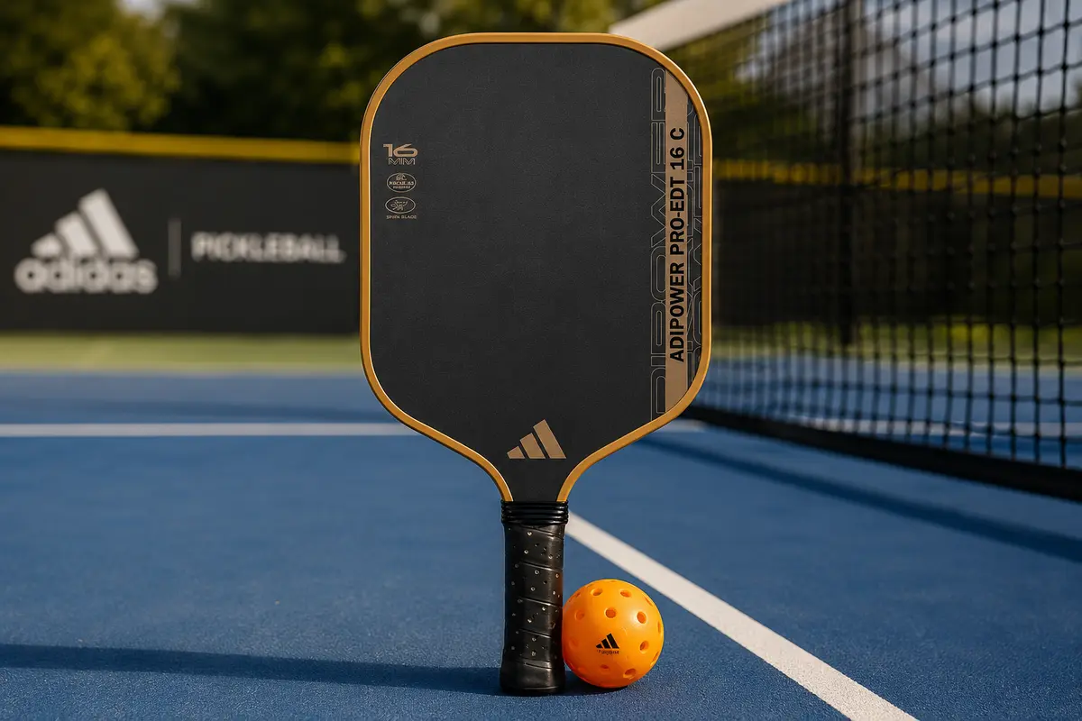 adidas adipower pro edt 16c pickleball paddle on court